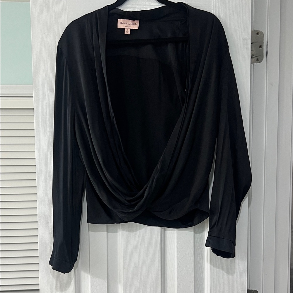 Black Label by Chico's - Elegant Black Drape Blouse
